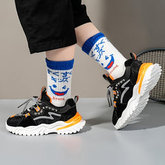 Boys Striped Mesh Sneakers with Platform