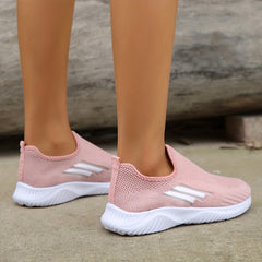 Women's Pink Breathable Slip On Running Shoes Lightweight Low Top