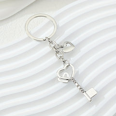 Heart Key Keychain Romantic Metal Key Ring Purse Bag Backpack Car Key Charm