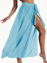Semi Sheer Cover Up Wrap Stretch Beach Cover Up Skirt Women's Swimwear