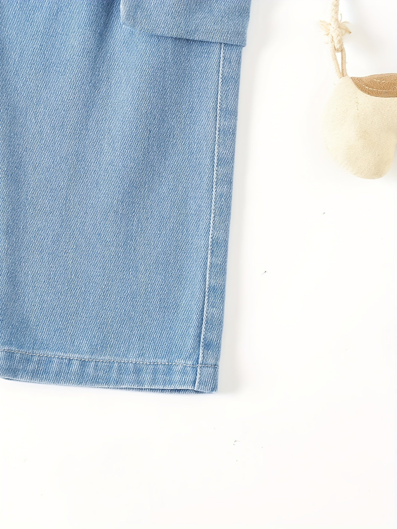 Girls Smile Tag Casual Baggy Jeans with Elastic Waist