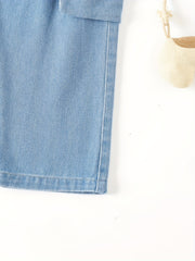 Girls Smile Tag Casual Baggy Jeans with Elastic Waist