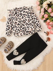 Toddler Baby Girl Leopard Sweatshirt and Pant Set