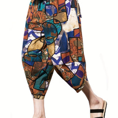 Pattern Print Men's Cropped Beach Pants