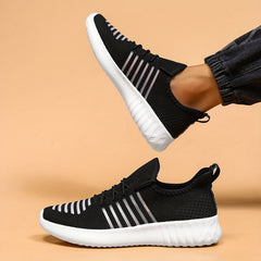 Women's Striped Running Shoes Lightweight Lace Up Gym Sneakers