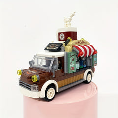 Coffee Cart Model Toy DIY Fun Assembly Building Blocks Adult Kids Toy Gift