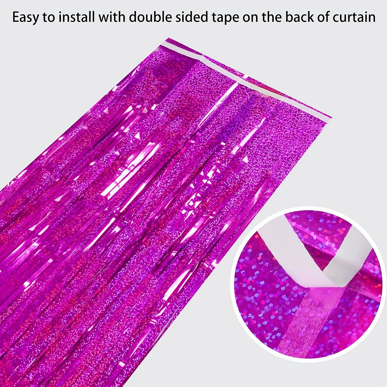 3 Pack Rose Red Metallic Tinsel Foil Fringe Curtains for Parties