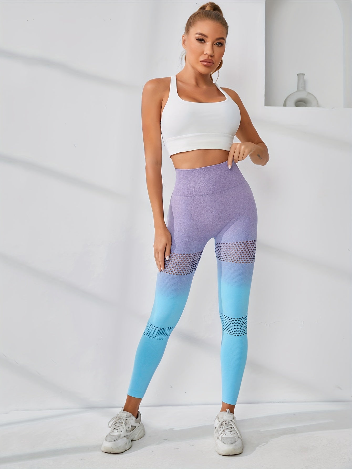 High Waist Gradient Yoga Pants Quick Drying Compression Leggings
