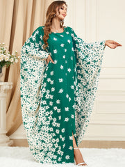 Abaya Dress Women's Plus Ditsy Floral Print Bat Sleeve