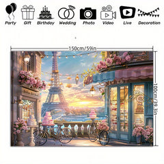 Parisian Birthday Cake Shop Photography Backdrop