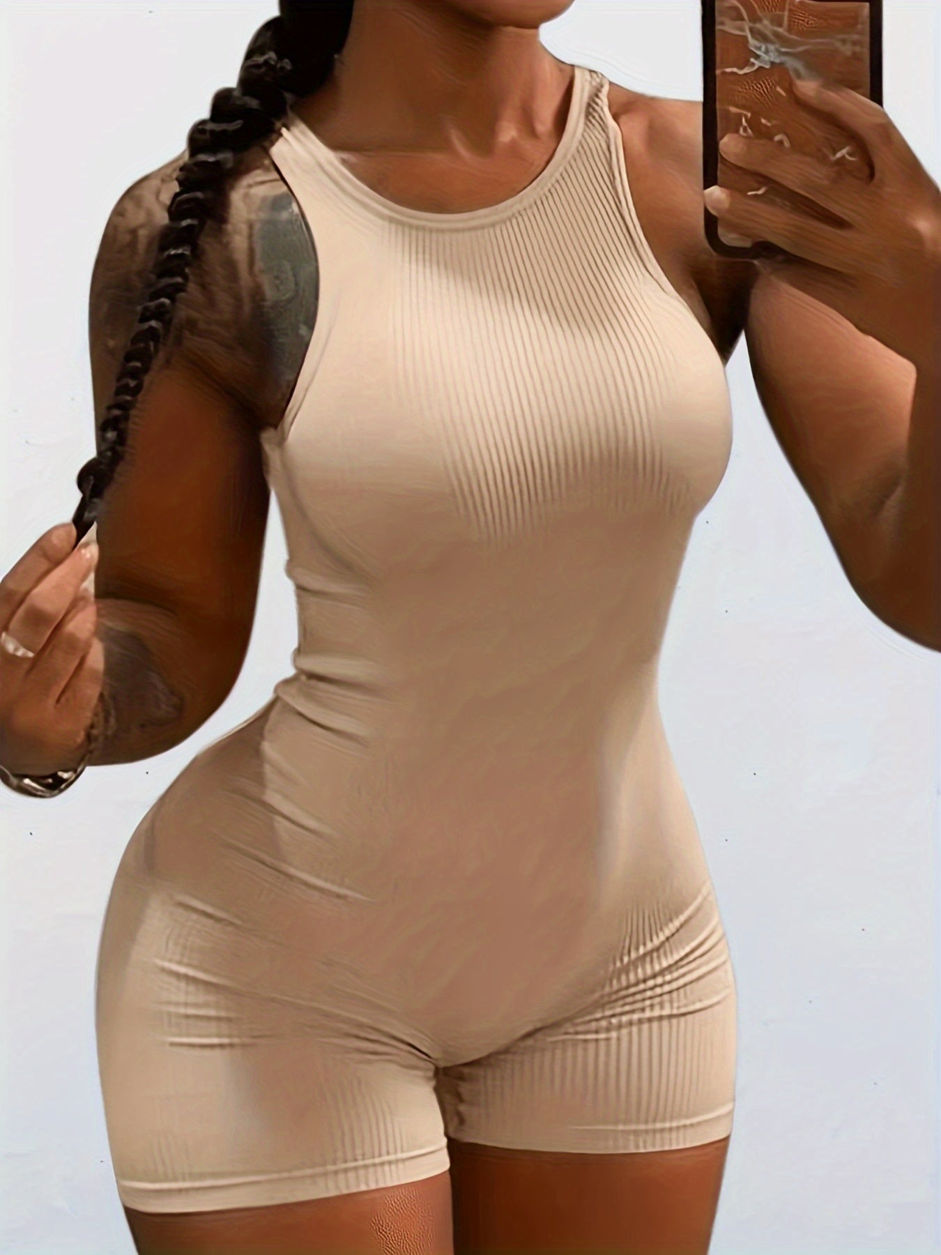 Sexy Bodycon Workout Romper Sleeveless Crew Neck Women's Clothing