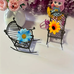 Mini Metal Rocking Chair for Dollhouse - Home Decor & Holiday - Age 14+