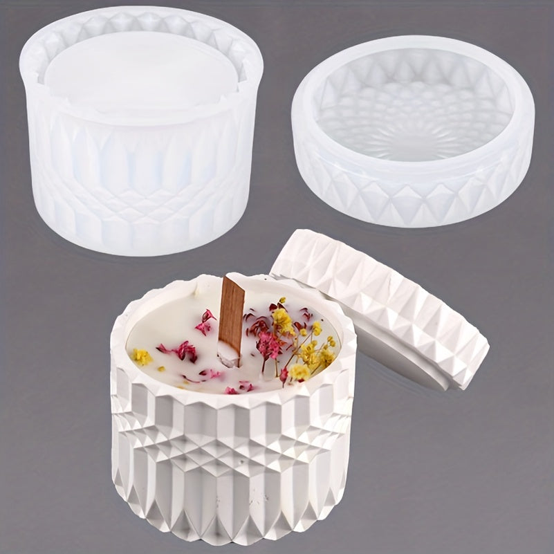 Silicone Candle Jar with Lid Mold DIY Succulent Flower Pot Plaster Epoxy Resin