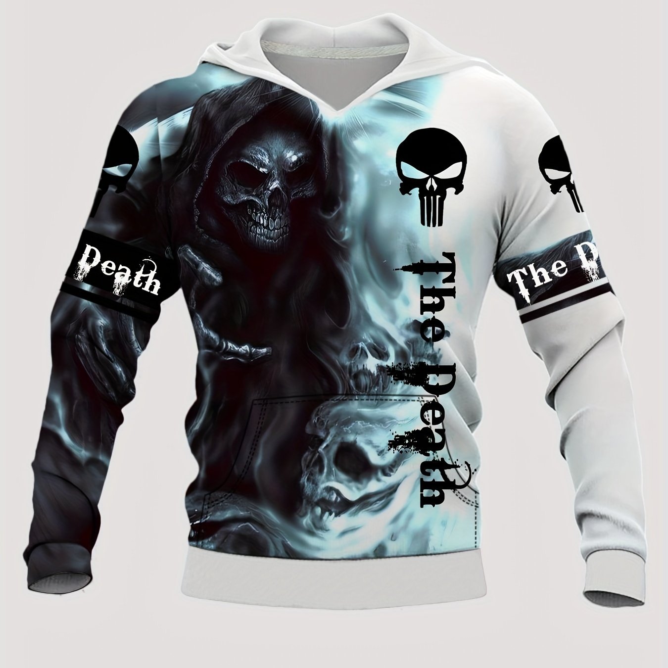 Y2K Skull 3D Print Hoodie for Men Graphic Hooded Pullover