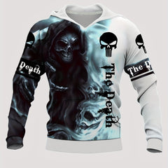 Y2K Skull 3D Print Hoodie for Men Graphic Hooded Pullover