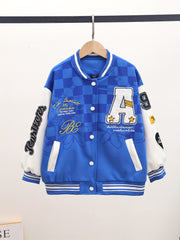 Girls' Letter Graphic Varsity Jackets Long Sleeve Baseball Uniform