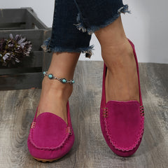 Rose Red Loafers Soft Sole Lightweight Non Slip Flat Boat Shoes