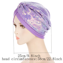 Sequin Bandana Hat Turban Cap Hair Bonnet Head Scarf For Women