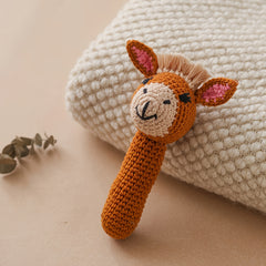 Little Donkey Rattle Toy Soft and Safe Playmate for Toddlers Brown Bell Toy