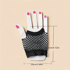 Fishnet Fingerless Wrist Gloves Solid Mesh Party Accessory