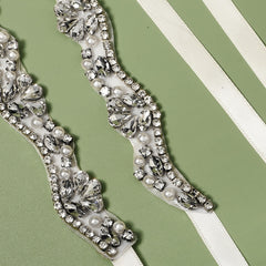 Crystal Rhinestone Bridal Belt with Ribbon
