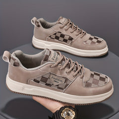 Men's Plaid Lace Up Sneakers Casual Outdoor Walking Shoes