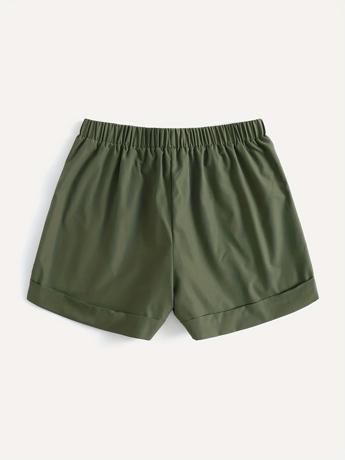 Casual Shorts Women's Plus Solid Elastic Drawstring Shorts