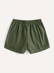 Casual Shorts Women's Plus Solid Elastic Drawstring Shorts