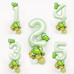 27pcs Olive Green Dinosaur Number Balloons Party Decor