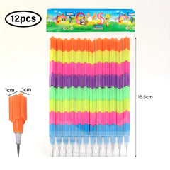 12PCS Colorful Stackable Pencil Party Favors for Kids Back to School Supplies