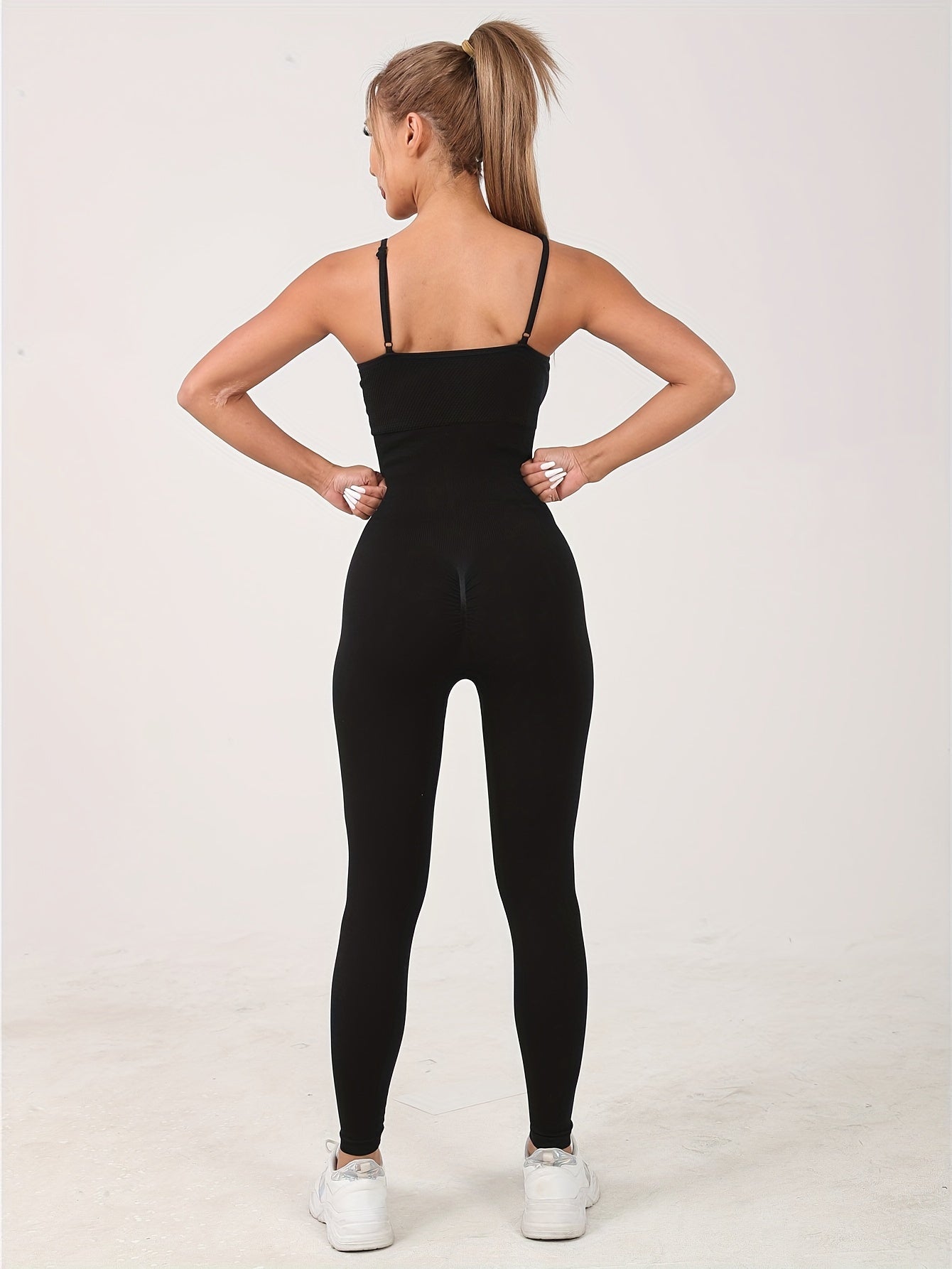 Tummy Control Yoga Jumpsuit Slim Fit Crew Neck Bodysuit