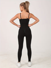 Tummy Control Yoga Jumpsuit Slim Fit Crew Neck Bodysuit