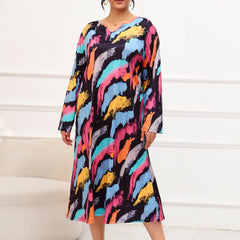 Brush Print Long Sleeve Nightdress