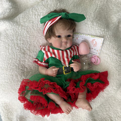 Soft Silicone Reborn Doll in Christmas Dress