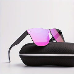 Square One piece Sunglasses Rivet Decor UV400