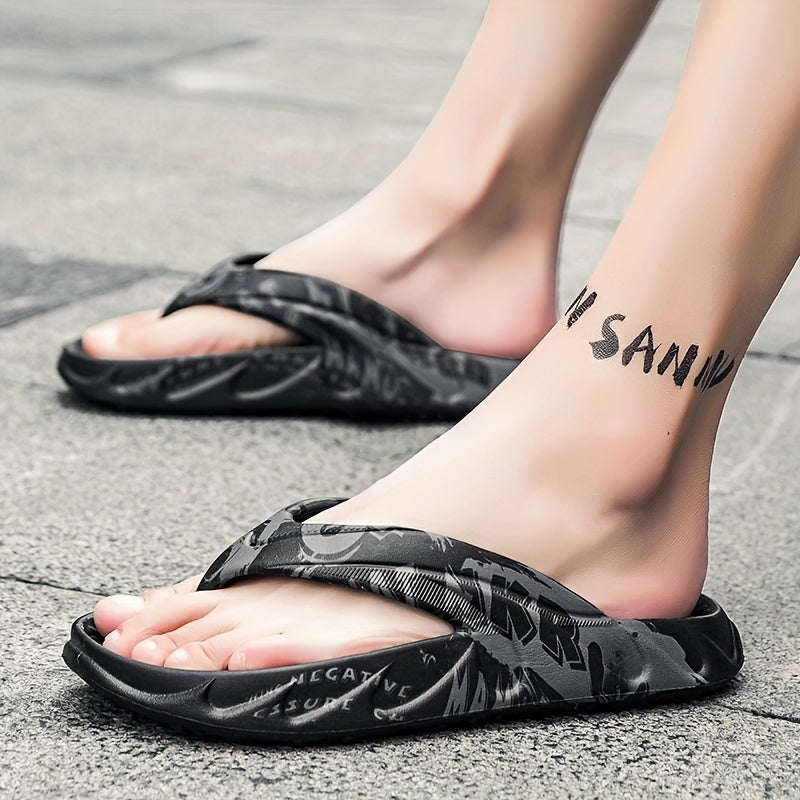 Men's Letters Print Slip On Flip Flops Assorted Colors