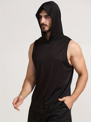 Men's Sleeveless Hooded Sweatshirt Athletic Quick Dry Stretch