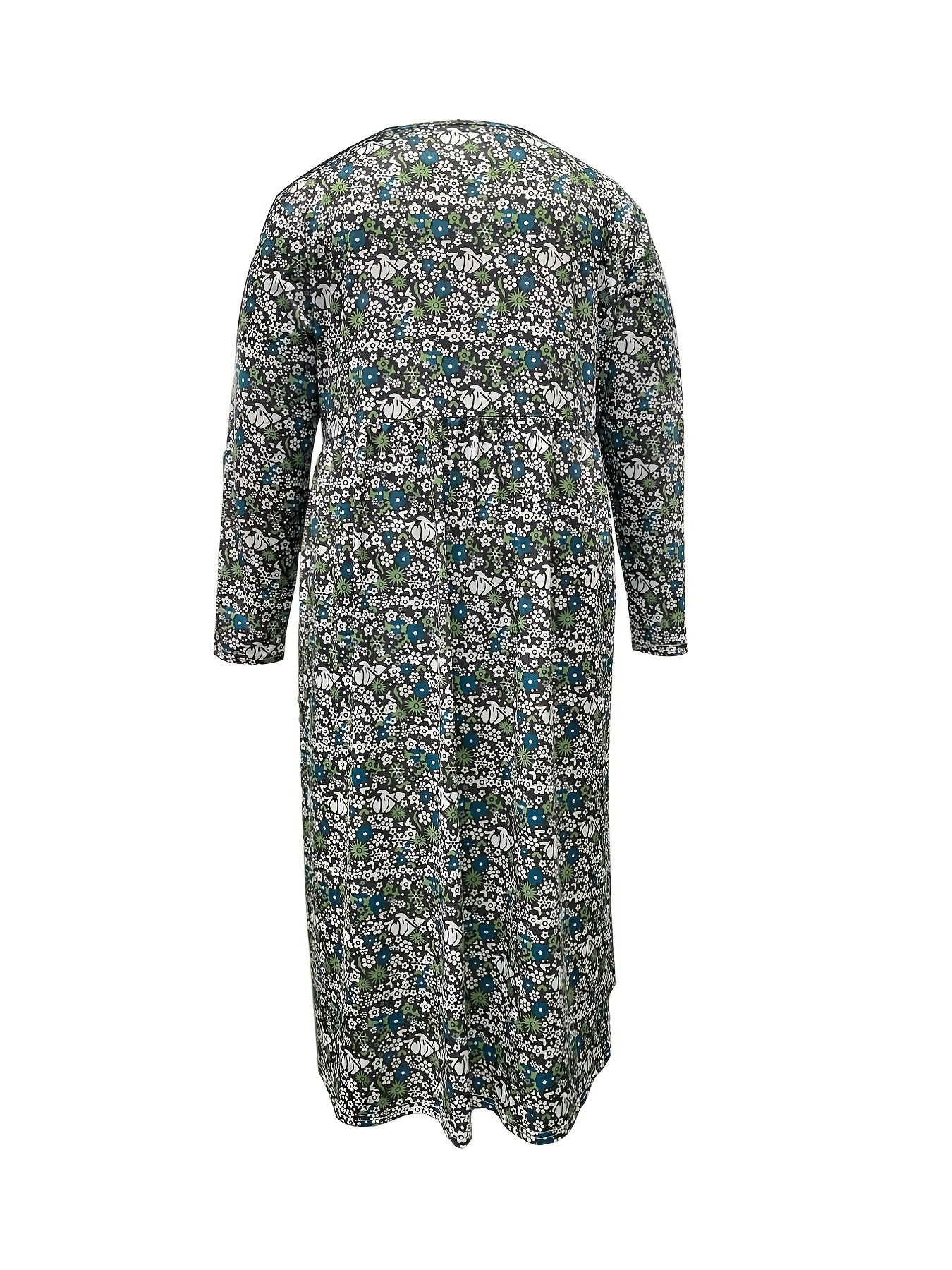Floral Print Long Sleeve Dress with Pockets