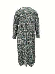 Floral Print Long Sleeve Dress with Pockets