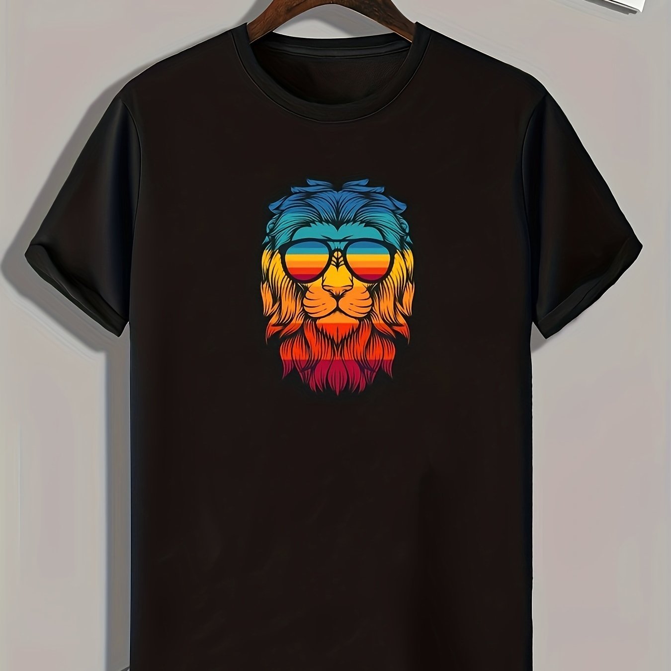 Lion Print Men's Graphic T-shirt Casual Tee for Summer