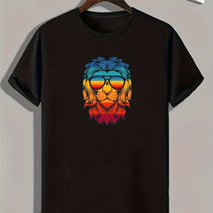 Lion Print Men's Graphic T-shirt Casual Tee for Summer
