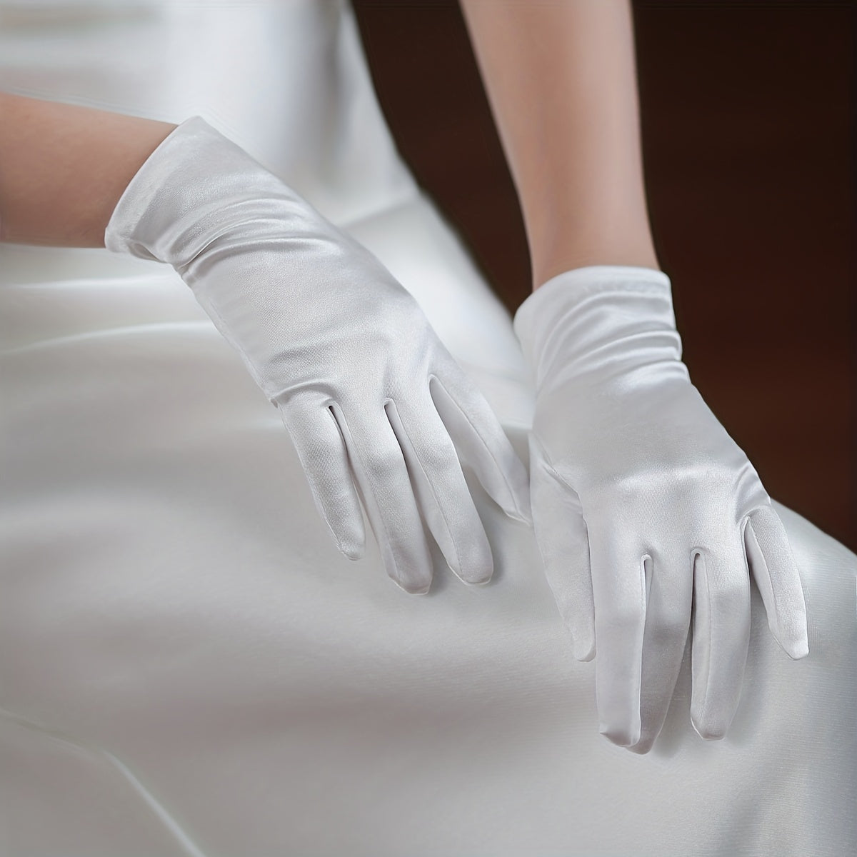 Vintage Satin Short Gloves Bridal Wedding Prom Accessories