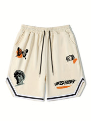Men's Stripe Edge Drawstring Shorts Casual Elastic Waist Summer