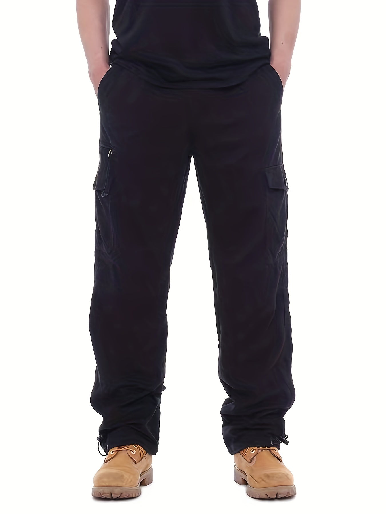 Men's Solid Cargo Pants High Pocket Loose Casual Outdoor Trousers