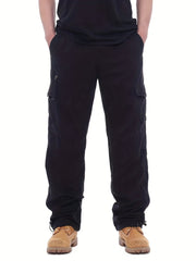 Men's Solid Cargo Pants High Pocket Loose Casual Outdoor Trousers