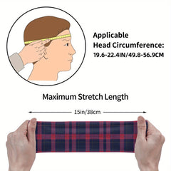 Men's Vintage Plaid Headband Navy Red Yellow Grid Pattern