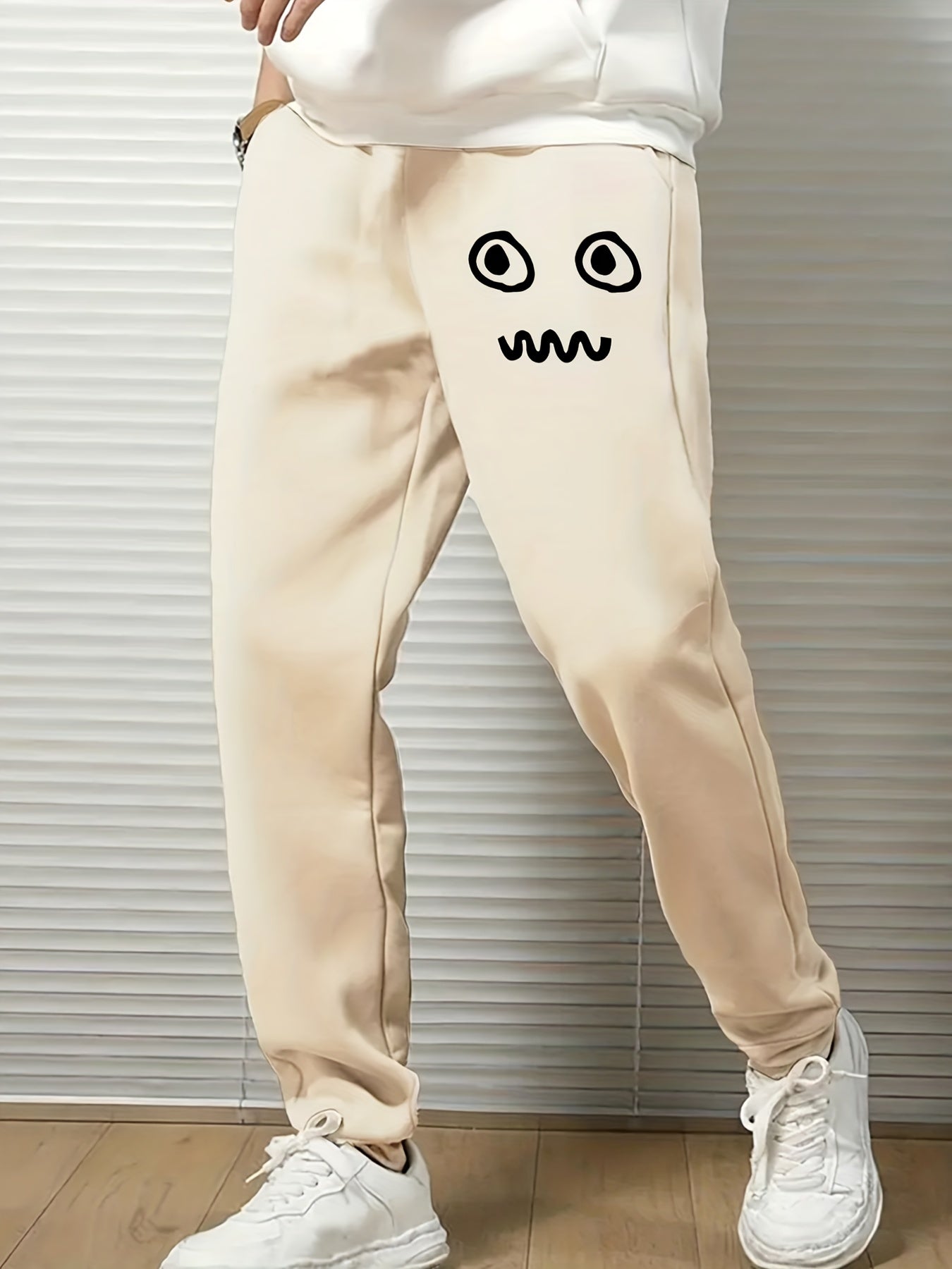 Funny Cartoon Face Print Drawstring Sweatpants for Men