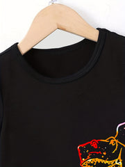 Boys Dinosaur Graphic Casual Outfit Round Neck T shirt & Shorts