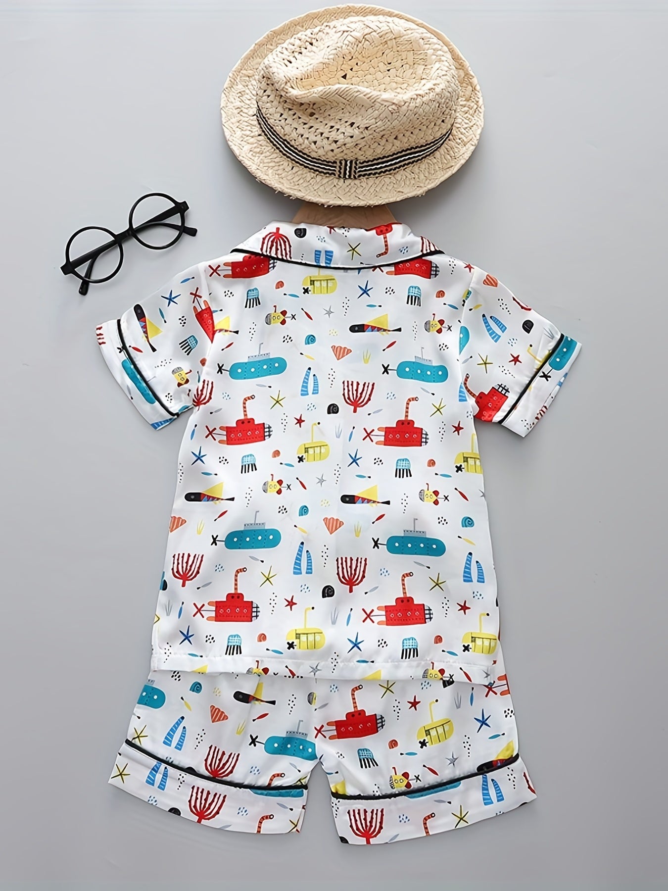 Boys Submarine Pajamas Set Short Sleeves Tops & Bottoms