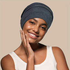 Soft Pleated Turban Cap Elastic Slouchy Head Wrap Solid Beanies Lightweight
